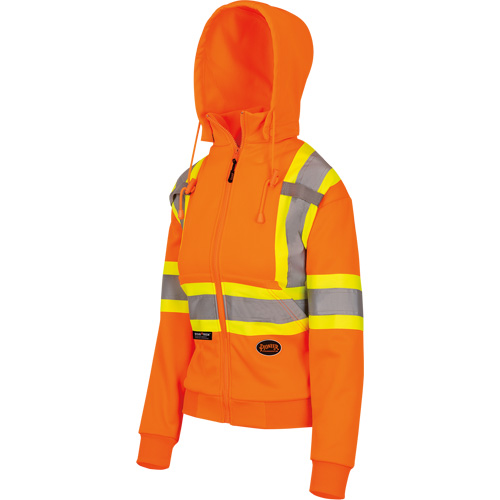6924W Women's Fleece Hoodie with Zipper, Polyester, X-Small, High Visibility Orange Cam Industrial