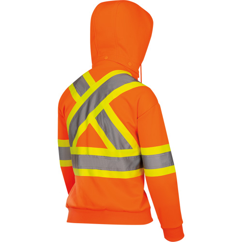 6924W Women's Fleece Hoodie with Zipper, Polyester, X-Small, High Visibility Orange Cam Industrial