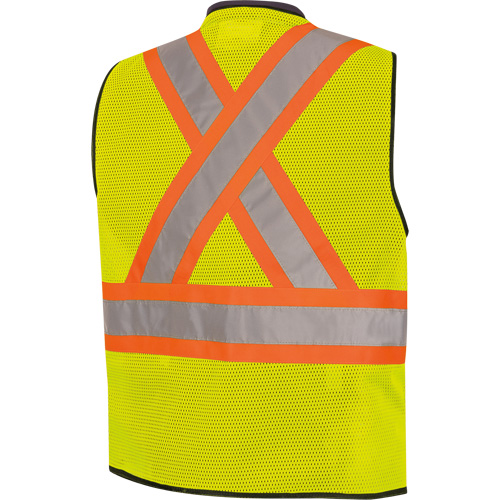 6895 Veste de s&eacute;curit&eacute; haute visibilit&eacute; bicolore avec fermeture &agrave; glissi&egrave;re sur tout le devant, Noir/Jaune lime haute visibilit&eacute;, 2T-Grand/3T-Grand, Polyester Cam Industrial