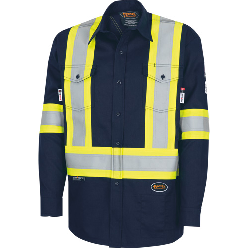 7742SF Chemise de s&eacute;curit&eacute; haute visibilit&eacute; r&eacute;sistant aux arcs &eacute;lectriques 88/12 FR-Tech, Petit, Bleu marin Cam Industrial