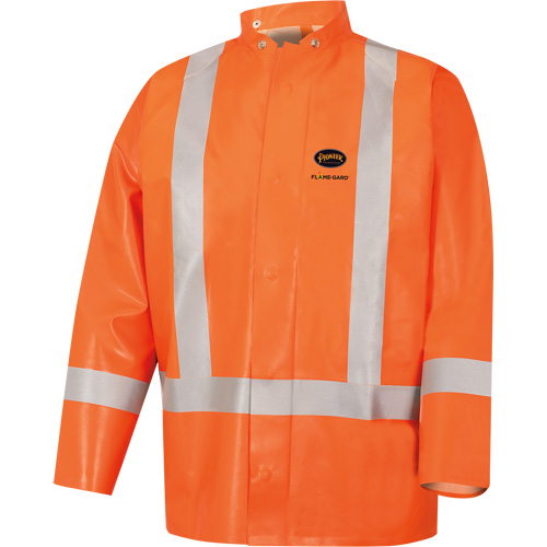 5990J Manteau de s&eacute;curit&eacute; imperm&eacute;able tr&egrave;s robuste ignifuge et r&eacute;sistant aux arcs &eacute;lectriques, Petit, Orange haute visibilit&eacute;, 11 cal/cm² Cam Industrial