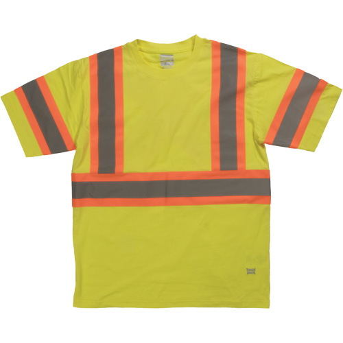 Chemise de s&eacute;curit&eacute; &agrave; manches courtes, Coton, T-petit, Jaune lime haute visibilit&eacute; Cam Industrial