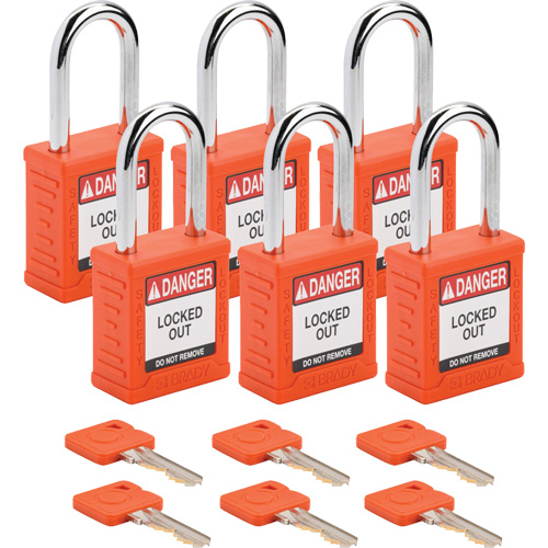 Cadenas de verrouillage Velocity, Orange, Cl&eacute;s diff&eacute;rentes, Nylon, Largeur de 1-1/2" Cam Industrial