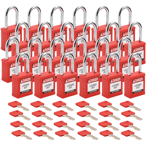 Cadenas de verrouillage Velocity, Rouge, Cl&eacute;s identiques, Nylon, Largeur de 1-1/2" Cam Industrial