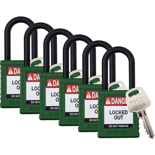 Cadenas de verrouillage Velocity, Vert, Cl&eacute;s identiques, Nylon, Largeur de 1-1/2" Cam Industrial