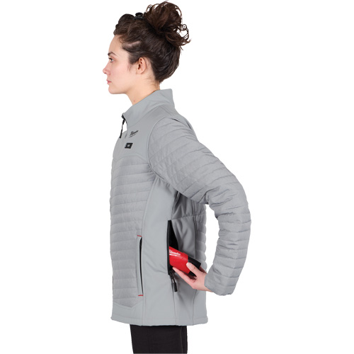 M12 Heated Axis Jacket with Battery, Women's, Large, Grey Cam Industrial