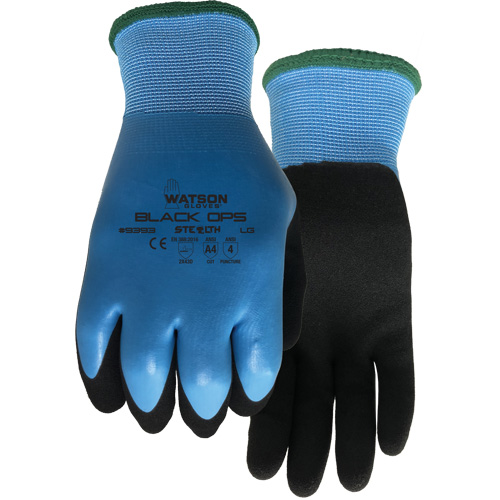 Gants hydrofuges Stealth Black Ops, Taille Petit, Calibre 15, Rev&ecirc;tement Latex de caoutchouc, Enveloppe en Fibre de verre/Polyester, ASTM ANSI niveau A4 Cam Industrial