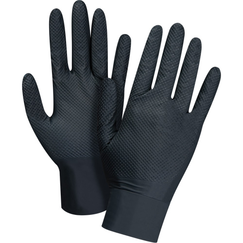 Heavyweight Tactile Grip Examination Gloves, X-Large, Nitrile, 8-mil, Powder-Free, Black Cam Industrial