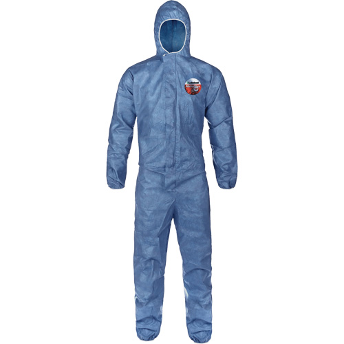 Hooded Coveralls, Large, Blue, MicroMax&reg; VP Cam Industrial