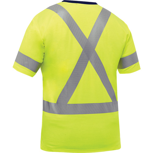 Bisley&reg; X-Back Short Sleeve Shirt, Poly-Cotton, Small, High Visibility Lime-Yellow Cam Industrial