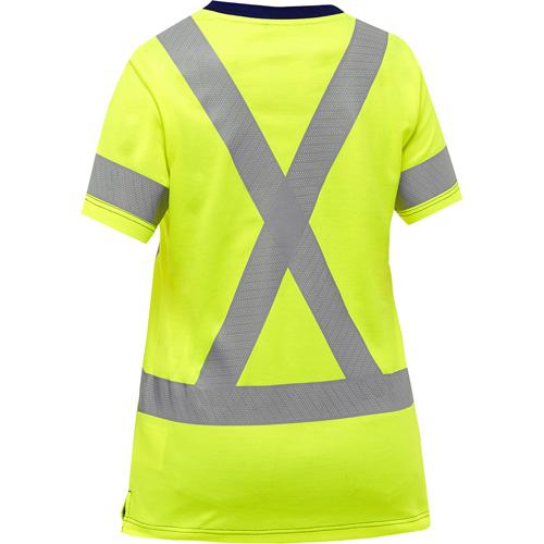 Chemise &agrave; manches courtes et X au dos Bisley pour femmes, Poly-coton, Petit, Jaune lime haute visibilit&eacute; Cam Industrial