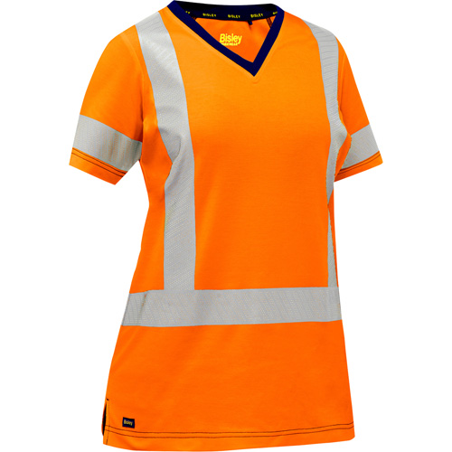 Bisley&reg; Women's X-Back Short Sleeve Shirt, Poly-Cotton, Small, High Visibility Orange Cam Industrial