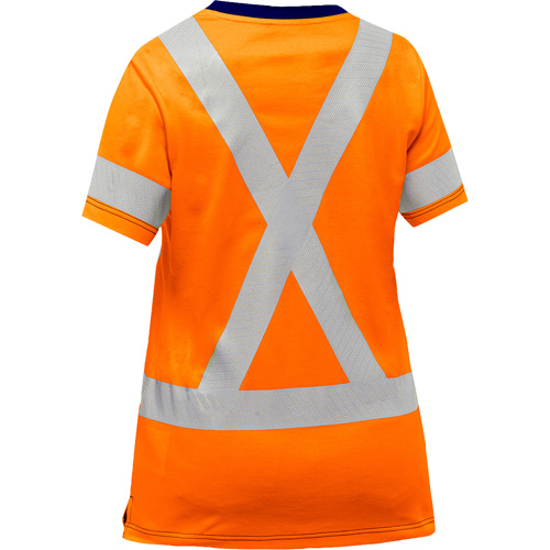 Bisley&reg; Women's X-Back Short Sleeve Shirt, Poly-Cotton, Small, High Visibility Orange Cam Industrial