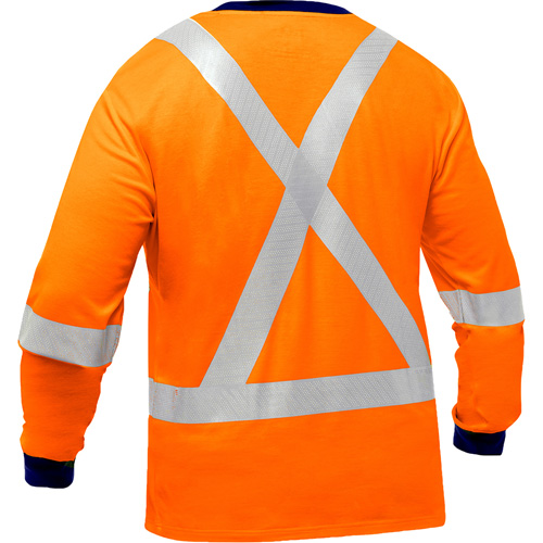 Bisley&reg; X-Back Long Sleeve Shirt, Poly-Cotton, Small, High Visibility Orange Cam Industrial