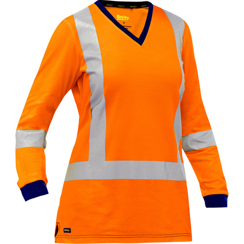 Bisley&reg; Women's X-Back Long Sleeve Shirt, Poly-Cotton, Small, High Visibility Orange Cam Industrial