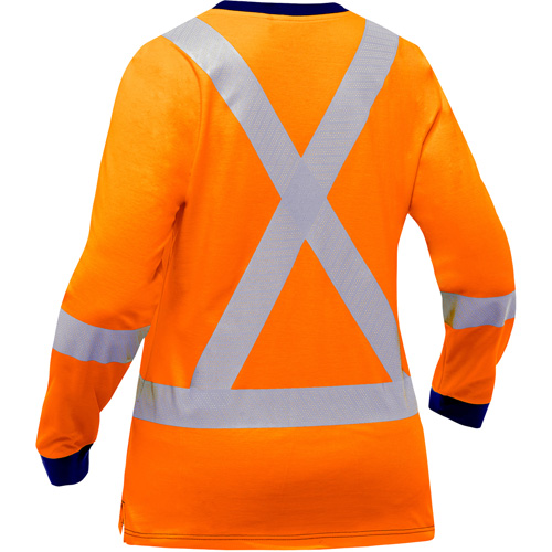 Bisley&reg; Women's X-Back Long Sleeve Shirt, Poly-Cotton, Small, High Visibility Orange Cam Industrial