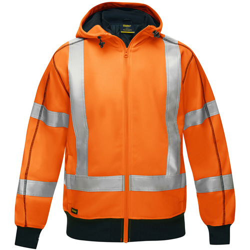 Bisley&reg; X-Back Full Zip Hooded Sweatshirt with Sherpa Lining, X-Large, High Visibility Orange Cam Industrial