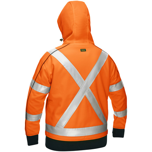 Bisley&reg; X-Back Women's Contoured Full Zip Hooded Sweatshirt with Sherpa Lining, X-Large, High Visibility Orange Cam Industrial