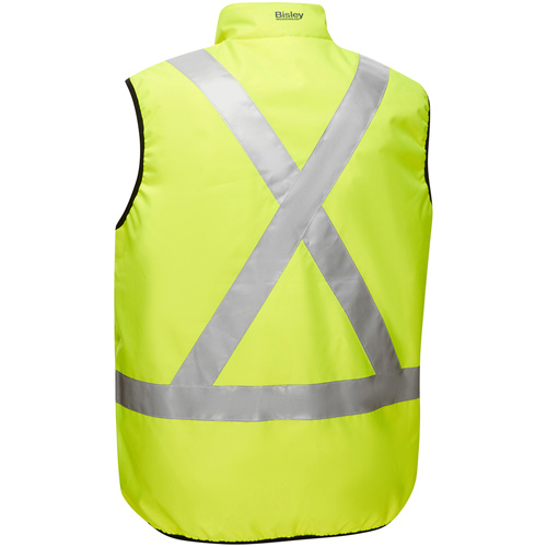 Veste bouffante r&eacute;versible avec X au dos Bisley, Jaune lime haute visibilit&eacute;, T-Grand, Polyester Cam Industrial