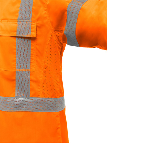 Bisley&reg; X-Back Long Sleeve Work Shirt with X-Airflow, Poly-Cotton, Small, High Visibility Orange Cam Industrial