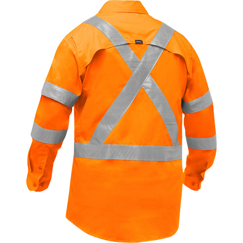 Bisley&reg; X-Back Women's Long Sleeve Work Shirt with X-Airflow, Poly-Cotton, Small, High Visibility Orange Cam Industrial