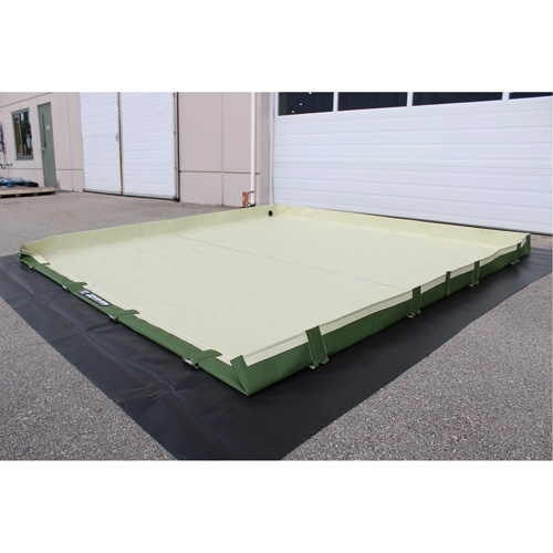 Easy-Riser Insta-Berm, 2244 US gal. Capacity, 12' W x 50' L x 6" H, Hinge Bracket Cam Industrial