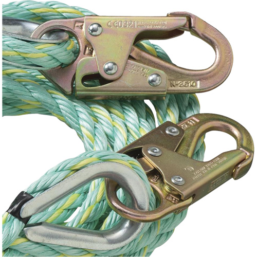 VL-1122-100 Cordage de s&eacute;curit&eacute; vertical avec crochet mousqueton d'ancrage, Copolym&egrave;re Cam Industrial