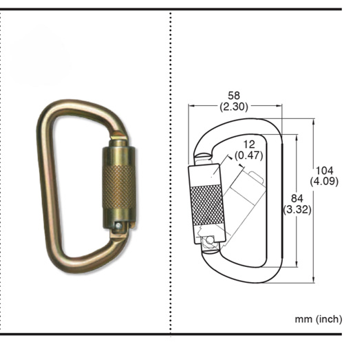 CP-03015-2 Zinc Plated Carabiner with 3/4" Gate Opening, Steel Cam Industrial