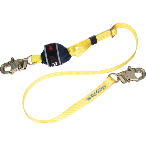 Adjustable Web Shock-Absorbing Lanyard, 6', Snap Hook Center, Snap Hook Leg Ends, Polyester Cam Industrial