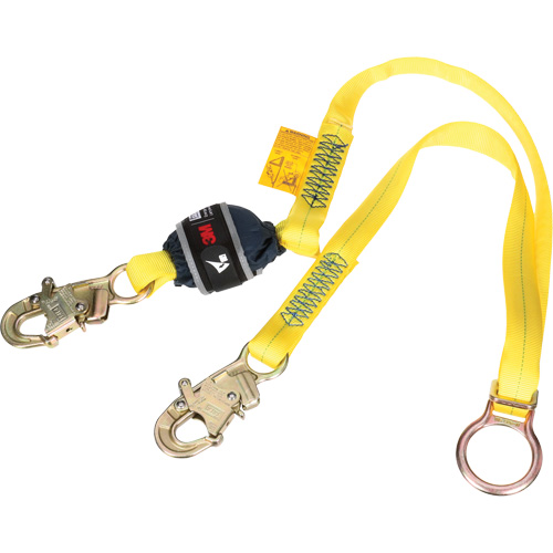 Tie-Back Web Shock-Absorbing Lanyard, 6', Snap Hook Center, Snap Hook Leg Ends, Polyester Cam Industrial