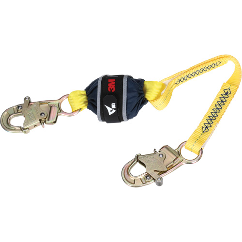Web Shock-Absorbing Lanyard, 2.5', Snap Hook Center, Snap Hook Leg Ends, Polyester Cam Industrial