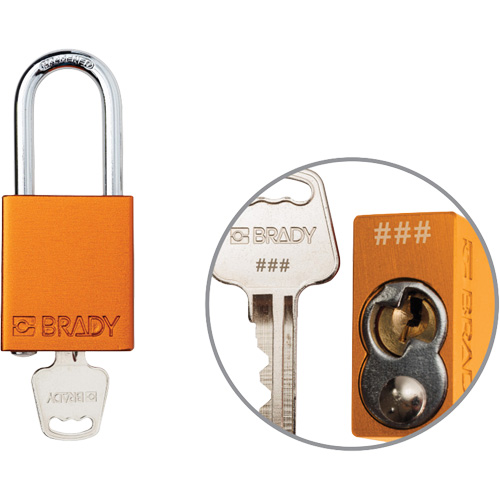 Cadenas de verrouillage de s&eacute;curit&eacute; Velocity Plus, Orange, Cl&eacute;s identiques, Aluminium, Largeur de 1-1/2" Cam Industrial