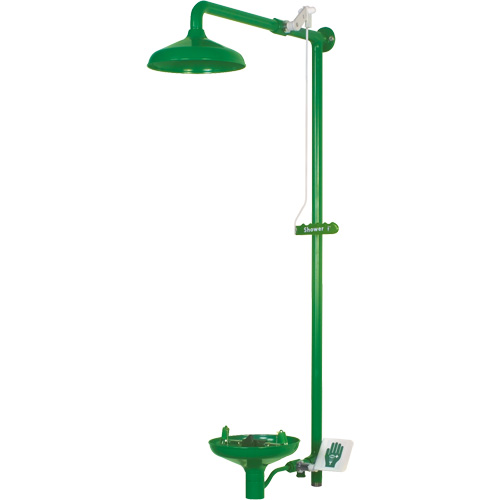 Douche combin&eacute;e pour laboratoire avec cuvette ouverte en ABS, Montage mural Cam Industrial