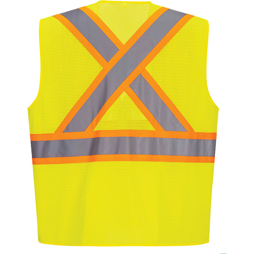 Veste de s&eacute;curit&eacute; &agrave; bandes contrastantes, Jaune lime haute visibilit&eacute;, Petit, Polyester Cam Industrial