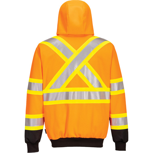 Contrast-Striped Safety Hoodie, Small, Black/High Visibility Orange Cam Industrial