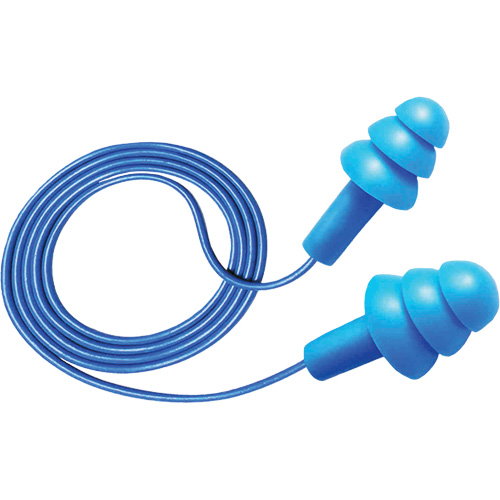 Hush 50-25 Reusable Metal Detectable Earplugs, Corded, One-Size, Bulk - Box, 25 NRR dB Cam Industrial