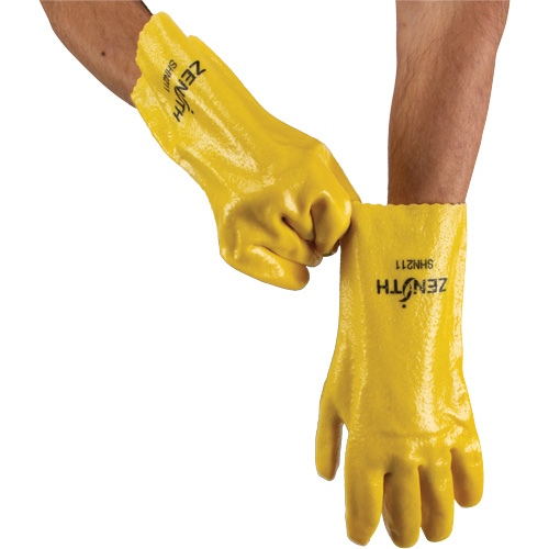 Gants &agrave; fini rugueux et r&eacute;sistants aux produits chimiques, Taille 9, 12" lo, PVC, Doublure en Interlock, 47-mil Cam Industrial
