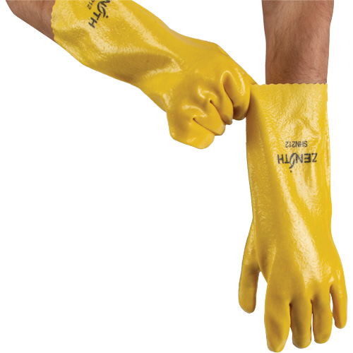 Rough-Finish Chemical-Resistant Gloves, Size 9, 14" L, PVC, Interlock Inner Lining, 47-mil Cam Industrial