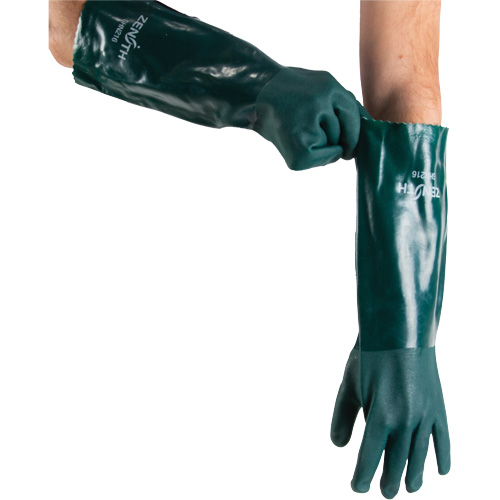 Gants verts &agrave; double enduit, 18" lo, PVC, Doublure en Jersey de coton, 70 mils Cam Industrial