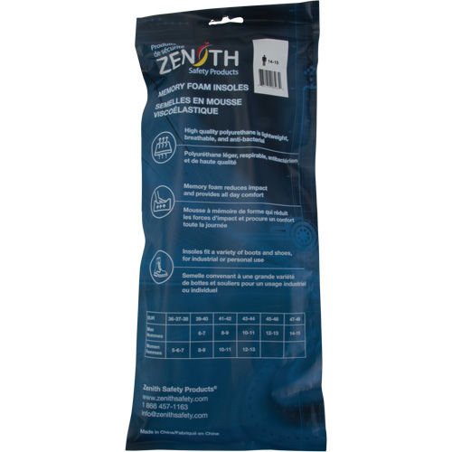 Semelles en mousse visco&eacute;lastique, Hommes 6 - 7/Femmes 8 - 9 Cam Industrial