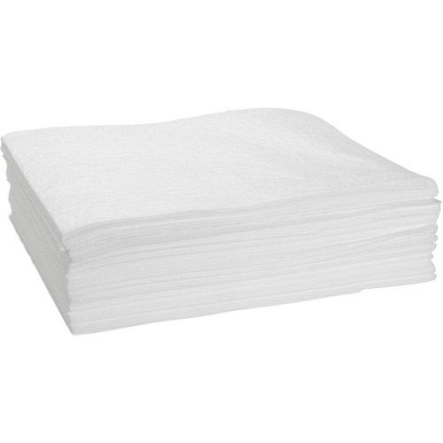 Feuilles absorbantes li&eacute;es, Huile seulement, 15" x 19", 10 gal. d'absorption Cam Industrial