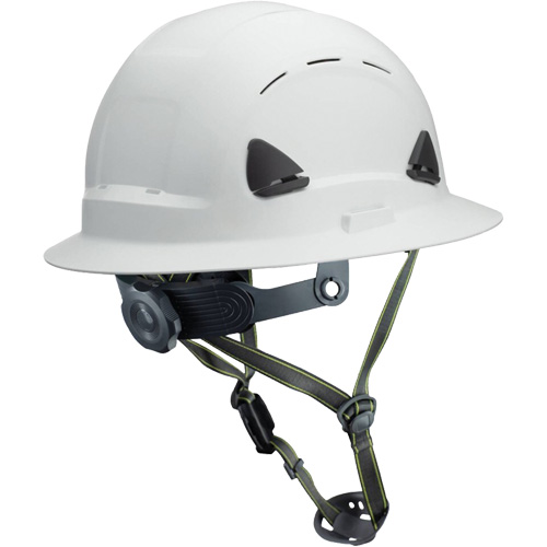 Fibre Metal Climbing Style Helmet with Full Brim, Meets CSA Type 2, Ratchet Suspension, Vented Cam Industrial