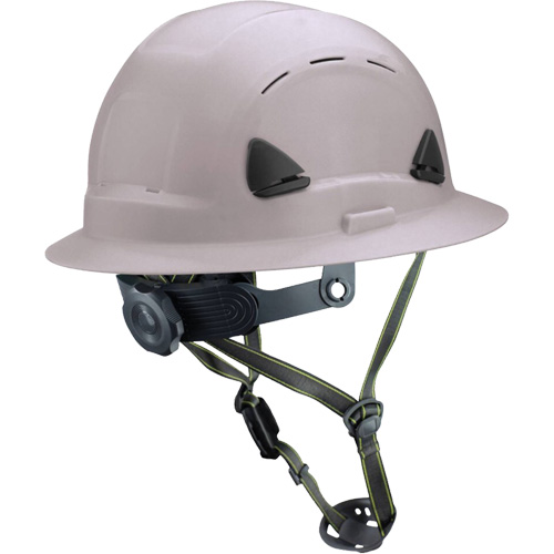 Fibre Metal Climbing Style Helmet with Full Brim, Meets CSA Type 2, Ratchet Suspension, Vented Cam Industrial