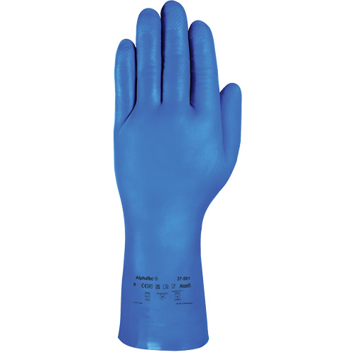 AlphaTec&reg; 37-501 Blue Medium-Duty Chemical-Resistant Gloves, Size 7, 13" L, Nitrile, 16.5-mil Cam Industrial