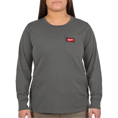 GRIDIRON Long Sleeve Pocket T-Shirt, Women's, X-Small, Grey Cam Industrial