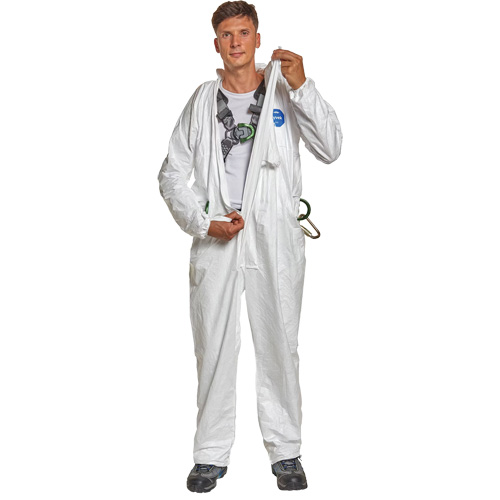 Harness-Compatible Disposable Coverall, Large, White, Tyvek&reg; 500 Cam Industrial