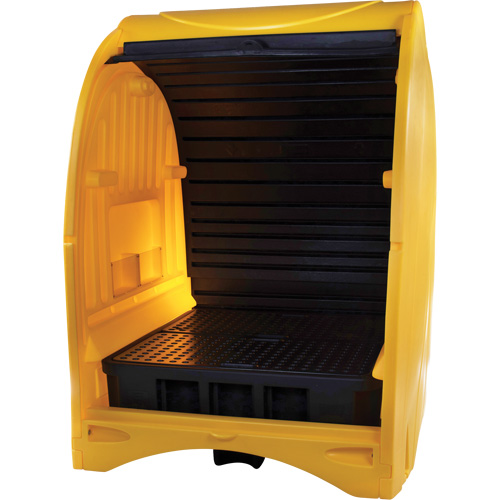 Palette contre les d&eacute;versements &agrave; couvercle dur pour 4 barils, 68,11" lo x 61,61" la x 83,07" h, Capacit&eacute; de charge 1433 lb Cam Industrial