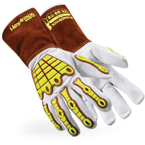 HeatArmor&reg; 5056IMP Welding Gloves, Grain Goatskin, Size X-Large Cam Industrial