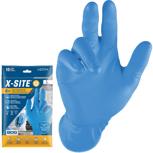 Gants jetables Grippaz, Petit, Nitrile, 8 mils, Sans poudre, Bleu Cam Industrial