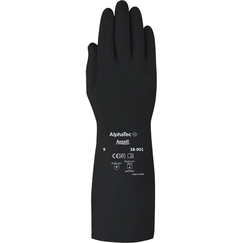 Gants d,usage moyen r&eacute;sistants aux produits chimiques AlphaTec 38001PP, Taille 7, 14" lo, Caoutchouc butyle, 14 mils Cam Industrial